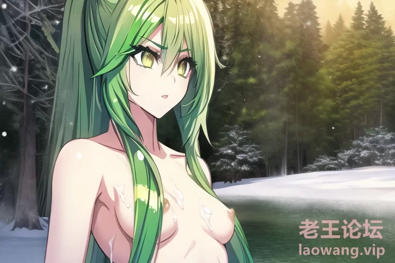 nsfw, anime fine details portrait of a young nude girl, emerald hair, shining ha.png